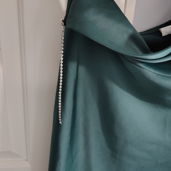 WAYF Pick Me Up Satin Slip Dress Emerald Green L - Picture 8 of 10